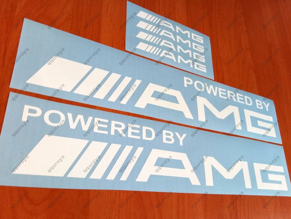 Powered by AMG Mercedes Benz Sport Racing Decal sticker emblem logo WHITE Pair