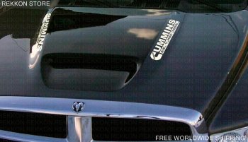 Cummins 5.9 6.7 Hood Sticker Decals Emblem Vinyl 4x4 fits: RAM DODGE CUMMINS  Decals made from high quality material, self-adhesive and removable.