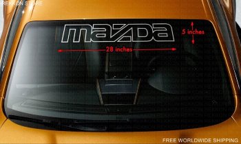 MZ MAZDA Letters Windshield Vinyl Long Lasting Decal Sticker This is Mazda decal for window. Size 5" x 28". High quality vinyl. Can be applied to any smooth surface and easy to apply.