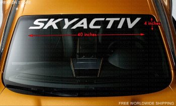SKYACTIV Mazda Windshield Banner Vinyl Decal Sticker Logo Motorsports development This is Mazda decal for window. Size 4" x 40". Manufactured using top quality materials. Easy to apply and remove without damage or sticky residues.