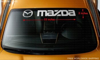 MAZDA Logo Windshield Banner Vinyl Logo Car Decal Sticker  This is Mazda decal for window. Size 5" x 33". Manufactured using top quality materials. Easy to apply and remove without damage or sticky residues.