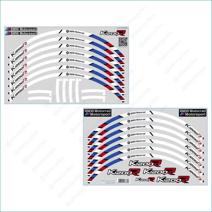 BMW Stickers Motorrad Motorsport K1200S Laminated Wheel Rim Decals Stripes Kit 