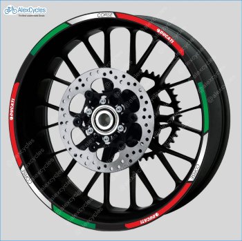 Ducati Corse Racing Motorcycle Wheel Rim Laminated Decals Stickers Stripes