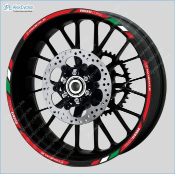 Ducati Corse Panigale Motorcycle Wheel Rim Laminated Decals Stickers Stripes