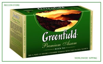 Fragrant Greenfield Premium Assam Black Tea Bags 25pcs Bright aroma and noble flavor of Ceylon tea have conquered the world. The unique charm of the precious estate tea Greenfield Premium Assam  Black Tea lies in its balanced bouquet combining fine nuances with  the powerful and full flavor that will bring true pleasure to gourmets. Tea bags for business people. Fast, reliable easy! Particularly from manufacturers of quality product!
