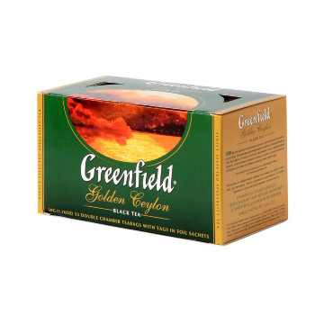 Greenfield Golden Ceylon Black Tea Bright aroma and noble flavour of Ceylon tea have conquered the world. Original charm of the precious estate tea Greenfield Golden Ceylon lies in its balanced bouquet combining fine nuances with the powerful and full flavour that will bring true pleasure to tea connoisseurs.
