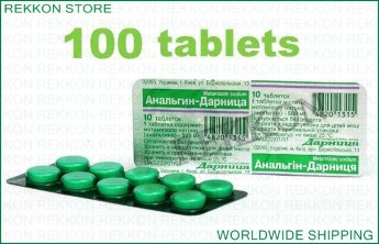 Analgin 100 Tablets Quickly Eliminates Pain such as Migraine Neuralgia Анальгин