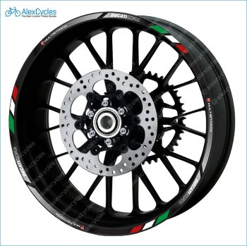 Ducati Corse Multistrada Motorcycle Wheel Rim Laminated Decals Stickers Stripes