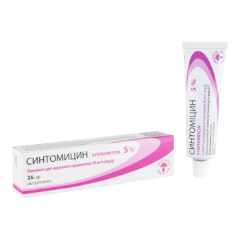 Syntomycin liniment for external use 5% tube 25 g  Синтомицин линимент для наружного применения 5 % туба 25 г SYNTOMYCIN liniment for external use 50 mg/g, liniment for external use 100 mg/g