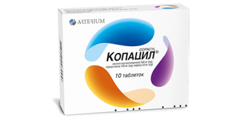COPACYL tablets blister 10 pcs Копацил таблетки блистер 10 шт  DOSAGE FORM
Tablets №6 or №10.

ACTIVE INGREDIENT
1 tablet contains acetylsalicylic acid* – 300 mg, paracetamol* – 100 mg, caffeine* – 50 mg. 
* equivalent to 100% of the substance 

INDICATIONS
Mild or moderate pain syndrome (headache, arthralgia, migrane, toothache, neuralgia, primary dysmenorrhea). The drug can also be used as an antipyretic agent for diseases accompanied by fever.