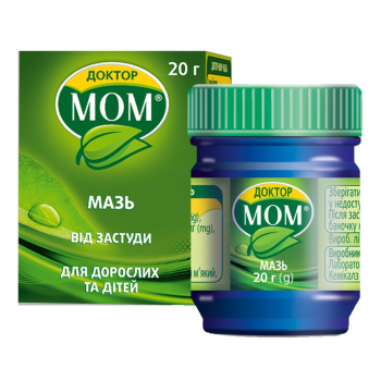 Doctor Mom for cold symptoms ointment 20g Доктор Мом при симптомах простуды мазь 20г DOCTOR MOM PHYTO OINTMENT, 20gr

Symptomatic treatment of acute respiratory diseases accompanied by a runny nose, nasal congestion, as well as muscle pain, back pain, and headaches.