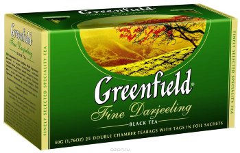 Greenfield Fine Darjeeling Black Tea Bags 25pcs Crystal clear air, abundant rainfall and generous sunshine of high-elevated plantations in Northern India create exciting and teasing aroma of Greenfield Fine Darjeeling. 